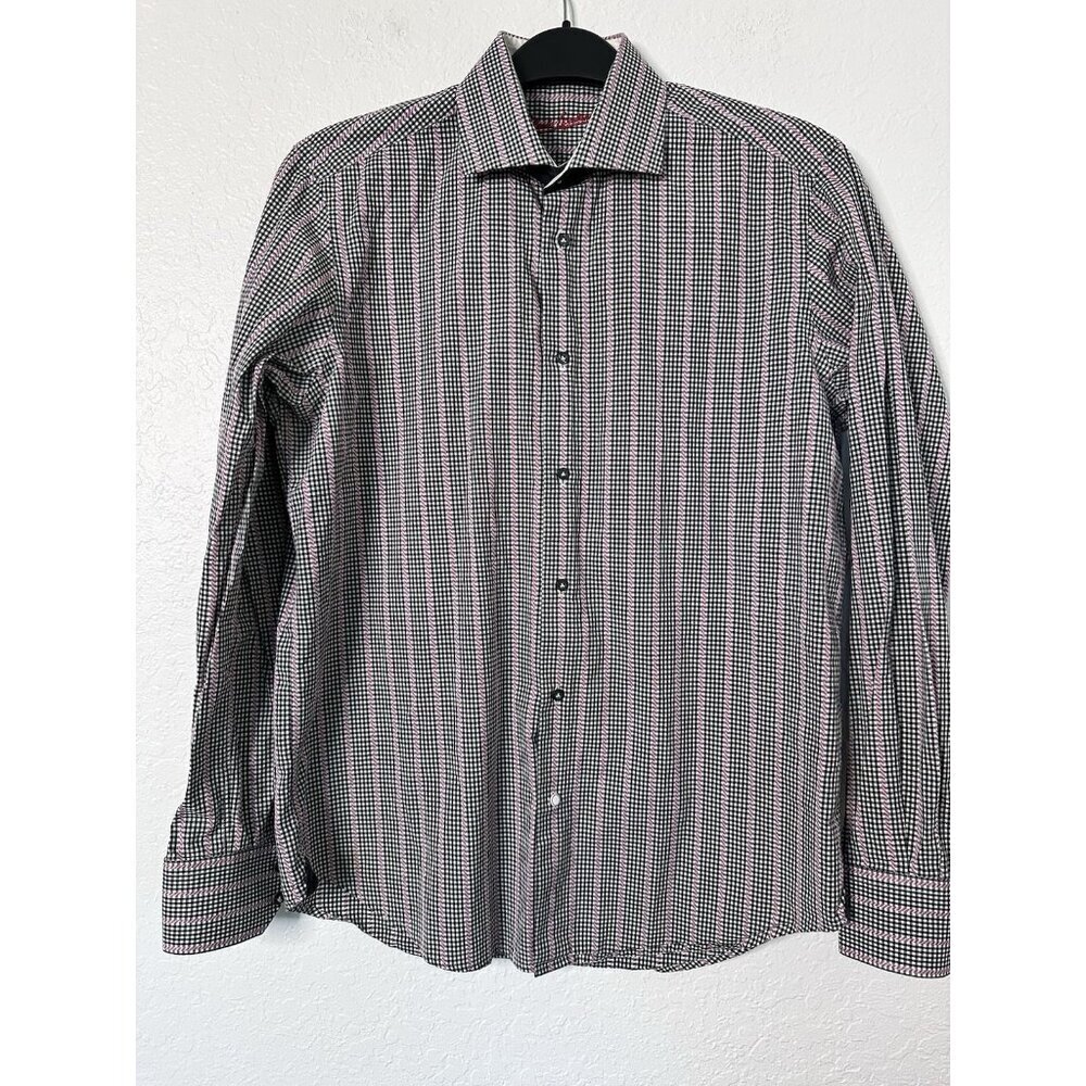 Robert Graham Shirt Men’s M Tailored‎ Fit Houndstooth Modern Americana Button Up